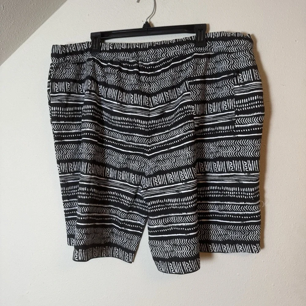 Vintage Y2K Burnside Mens 2XL Black White Tribal Lounge Shorts Drawstring 7